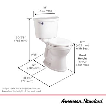 Champion PRO Two-Piece 1.6 gpf/6.0 Lpf Chair Height Round Front Toilet Less Seat by American Standard - view 7