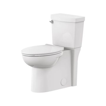Clean 1.28 GPF Left Trip Lever Chair Height Elongated-Front 12-in. Rough-In Toilet with Seat by American Standard