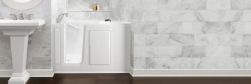 Gelcoat Premium Series 48x28 Inch Walk-In Bathtub with Dual Air Massage and Jet Massage System - Left Hand Door and Drain by American Standard - view 4