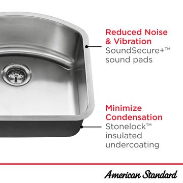 Danville 23 x 21-Inch Stainless Steel Undermount Single-Bowl Residential Kitchen Sink by American Standard - view 6