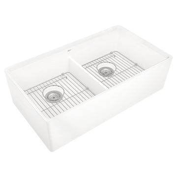 Avery 36 x 20-Inch Fine Fireclay Undermount or Flush Mount Double Bowl Apron Kitchen Sink by American Standard - view 3