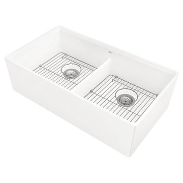 Avery 36 x 20-Inch Fine Fireclay Undermount or Flush Mount Double Bowl Apron Kitchen Sink by American Standard - view 4