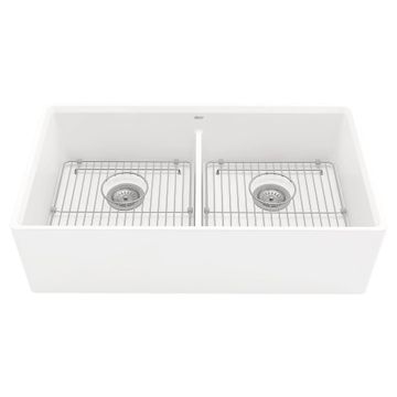 Avery 36 x 20-Inch Fine Fireclay Undermount or Flush Mount Double Bowl Apron Kitchen Sink by American Standard - view 2