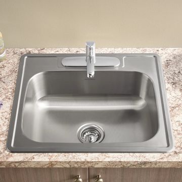 Colony 15 x 15-Inch Stainless Steel 1-Hole Top Mount Single-Bowl ADA Kitchen Sink by American Standard - view 6