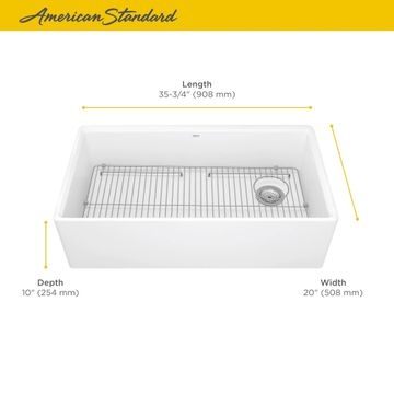 Avery 36 x 20-Inch Fine Fireclay Undermount or Flush Mount Single Bowl Apron Front Kitchen Sink by American Standard - view 8