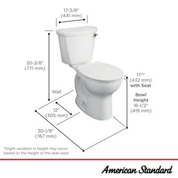 Cadet PRO Two-Piece 1.6 gpf/6.0 Lpf Chair Height Elongated Right-Hand Trip Lever Toilet Less Seat by American Standard - view 9