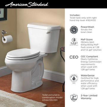 Colony 12-in. Rough-In 1.28 GPF Toilet Tank with Right Hand Trip Lever by American Standard - view 4