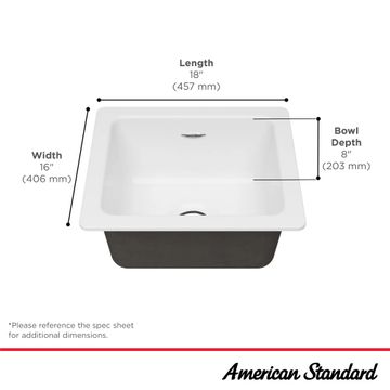 Delancey 18 x 16-Inch Cast Iron Undermount Single-Bowl Kitchen Sink by American Standard - view 6