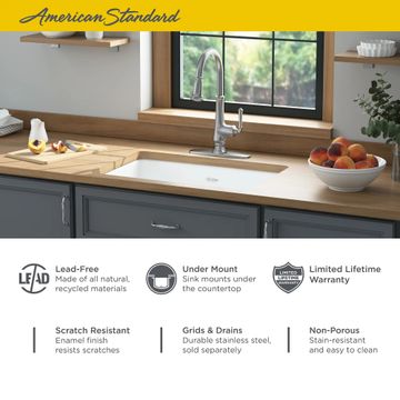 Delancey 30 x 19-Inch Cast Iron Undermount Single-Bowl Kitchen Sink by American Standard - view 7