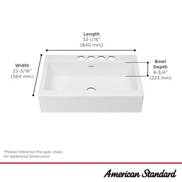 Delancey 33 x 22-Inch Cast Iron 4-Hole Undermount Single-Bowl Apron Front Kitchen Sink by American Standard - view 8