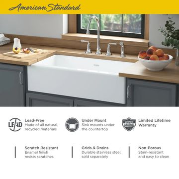 Delancey 36 x 22-Inch Cast Iron 4-Hole Undermount Single-Bowl Apron Front Kitchen Sink by American Standard - view 7