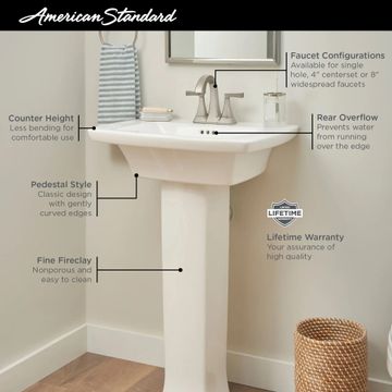 Edgemere Center Hole Only Pedestal Sink Top and Leg Combination by American Standard - view 9