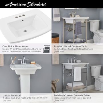 Edgemere Center Hole Only Pedestal Sink Top by American Standard - view 7