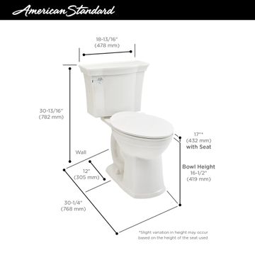 Estate VorMax Plus Two-Piece 1.28 gpf/4.8 Lpf Chair Height Elongated Toilet With Seat by American Standard - view 9