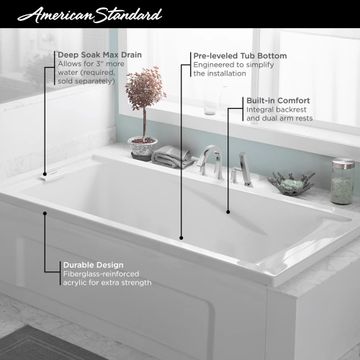 Evolution 60 x 36-Inch Deep Soak Drop-In Bathtub by American Standard - view 9