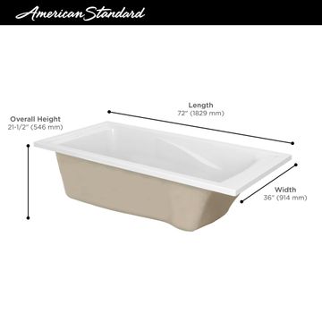 Evolution 72 x 36-Inch Deep Soak Drop-In Bathtub by American Standard - view 6