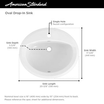 Reliant Oval Drop-In Sink, Single Hole by American Standard - view 8