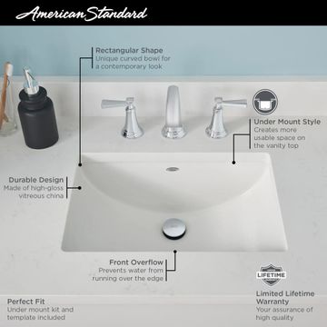 Reliant Rectangular Under Counter Bathroom Sink by American Standard - view 7