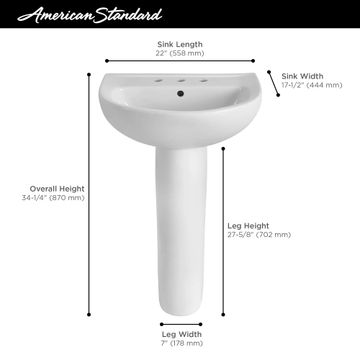 Reliant 22 in. Pedestal Sink, 8 in. Widespread Holes by American Standard - view 5