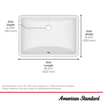 Reliant Rectangular Under Counter Bathroom Sink by American Standard - view 8