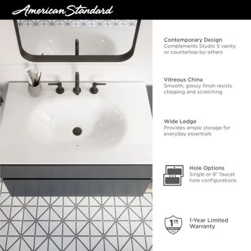 Studio S 33-Inch Vitreous China Vanity Sink Top Center Hole Only by American Standard - view 8