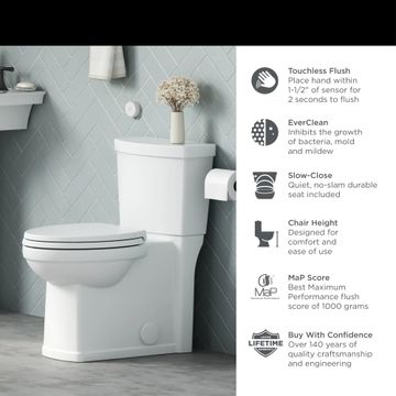 Estate Touchless Skirted Two-Piece 1.28 gpf/4.8 Lpf Chair Height Elongated Toilet With Seat by American Standard - view 6