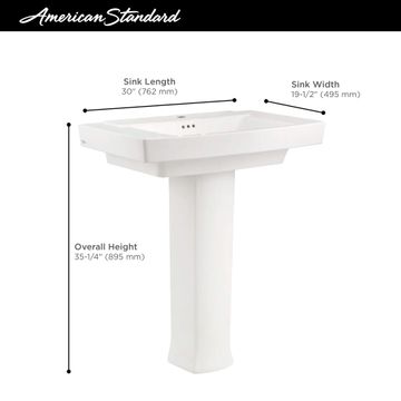 Townsend Center Hole Only Pedestal Sink Top and Leg Combination by American Standard - view 5