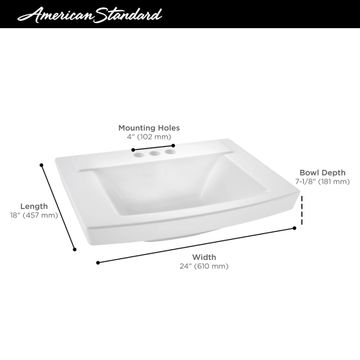 Townsend 24 x 18-Inch Above Counter Sink With 4-Inch Centerset by American Standard - view 4