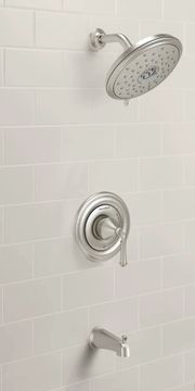 Portsmouth Round Tub and Shower Trim Kit with Water-Saving Showerhead and Double Ceramic Pressure Balance Cartridge with Lever Handle by American Standard - view 6