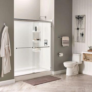 Euro 48 x 70-Inch Height Semi-Frameless Sliding Shower Door with Clear Glass by American Standard - view 2