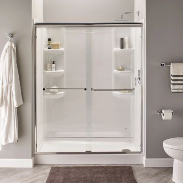 Euro 48 x 70-Inch Height Semi-Frameless Sliding Shower Door with Clear Glass by American Standard - view 3