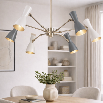 Wormhole Spider - six lights chandelier with jointed arm by Il Bronzetto - view 2