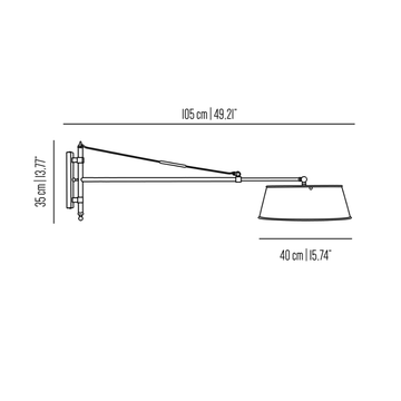 Sottovoce wall light with swing and adjustable arm and aluminum lampshade by Il Bronzetto - view 2
