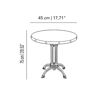 Eden Pigalle bistrot table with brass table top by Il Bronzetto - view 2