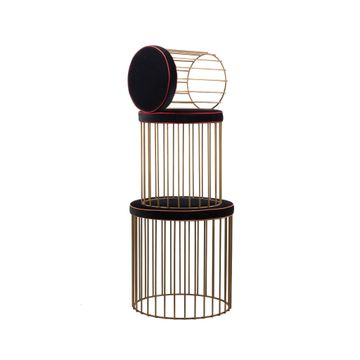 Cage set of three brass stool by Il Bronzetto - view 4