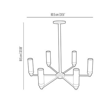 Canneté - six arms brass chandelier by Il Bronzetto - view 3