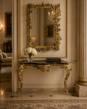 Palmira Akantus four leg table with green table top by Il Bronzetto - view 2