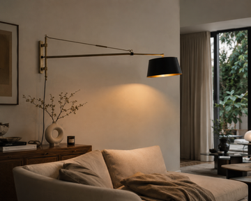Sottovoce wall light with swing and adjustable arm and aluminum lampshade by Il Bronzetto - view 3