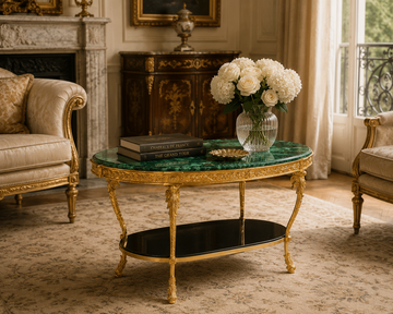 Palmira Akantus four leg table with green table top by Il Bronzetto - view 4