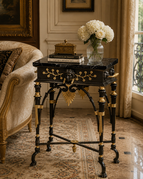 Palmira Akantus four leg table with green table top by Il Bronzetto - view 5