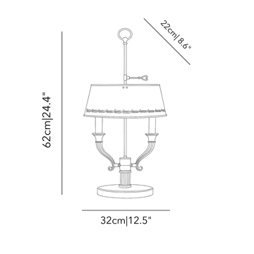 Bouillotte Horn with two arm and oval shade by Il Bronzetto - view 2