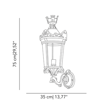Castle Loira wall lantern with arm by Il Bronzetto - view 3