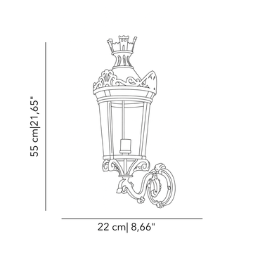 Castle Loira wall lantern with arm by Il Bronzetto - view 2
