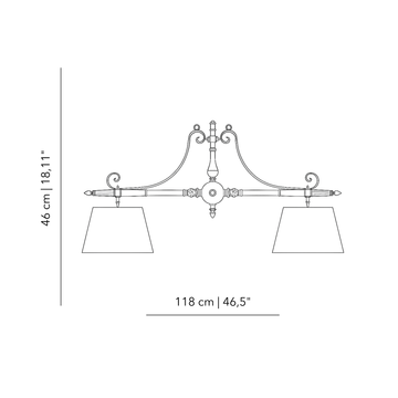 Castle Gambrinus two lights billiard chandelier with brass lampshade by Il Bronzetto - view 6