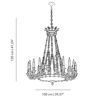 Castle Loira chandelier with 24 light by Il Bronzetto - view 3