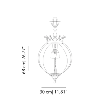 Castle crown chandelier with glass sphere by Il Bronzetto - view 2