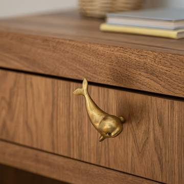 Oceano Vernazza - whale brass knob by Il Bronzetto - view 2