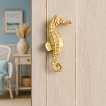 Oceano Manarola - seahorse brass knob by Il Bronzetto - view 2