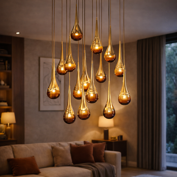 Perpetua 14 lights chandelier with colored glass by Il Bronzetto - view 2