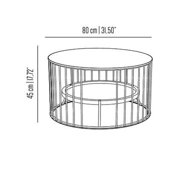 Cage brass coffee table with wooden shelf by Il Bronzetto - view 3